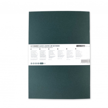Скетчбук "Marker&Graphic line" 180г/м2, 17х25см, 16л мягкая обложка, цвет зеленый